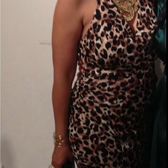 Nicole Miller Leopard Print Halter Dress Medium - Picture 5 of 5